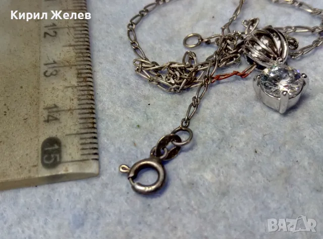 ФИНО СРЕБЪРНО ЛАНЧЕ СРЕБРО 925 с ПОСРЕБРЕНА АРТ ВИСУЛКА от БЛАГОРОДНА СТОМАНА с ИСКРЯЩ ЦИРКОН 20559, снимка 8 - Колиета, медальони, синджири - 49757308