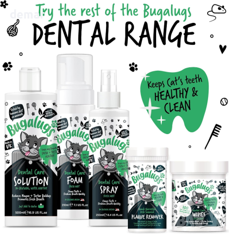 BUGALUGS Котешки кърпички и средство за отстраняване на зъбен камък за зъби на котка - 100 бр., снимка 4 - За котки - 44595952