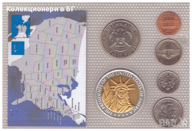 СЕТ ОТ ПЕТ МОНЕТИ И ПЛАКЕТ ОТ САЩ 2008 ГОДИНА, снимка 2 - Нумизматика и бонистика - 52938187