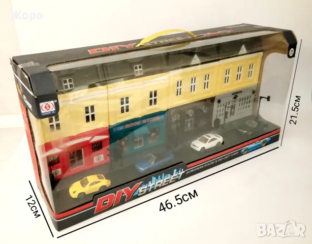 Европейска улица със сгради на модули и малки колички 0230653, снимка 9 - Образователни игри - 48418202