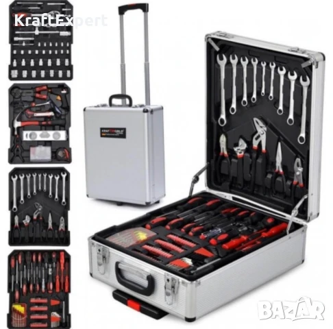 Куфар с инструменти 499 части KraftWorld – тресчотка, ключове, отвертки, клещи, снимка 6 - Куфари с инструменти - 50474059
