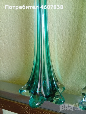 Вази стъкло тюркоазени 40 и 30 см, снимка 3 - Други - 52388410