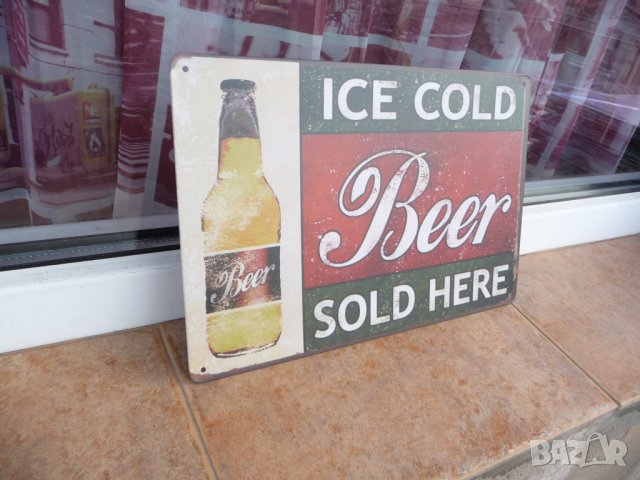 Метална табела леденостудена бира бутилка beer ice cold sold here, снимка 2 - Други ценни предмети - 10049533