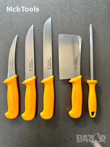 Комплект професионални немски месарски ножове 3 броя със сатър и масат, снимка 2 - Други инструменти - 52858084