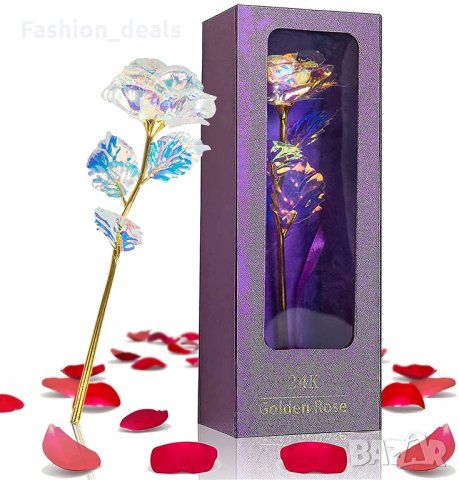Нова роза с прозрачна стойка Подарък за жена приятелка Годишнина 8 март