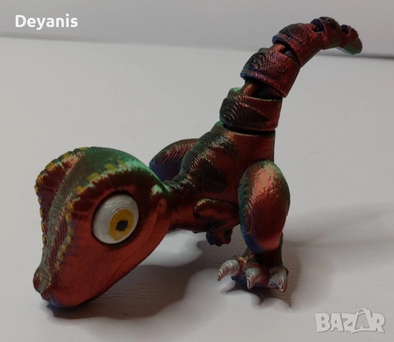 Играчка 3D принтирано динозавърче Велоцираптор с подвижни крака и опашка, снимка 3 - Фигурки - 53398140