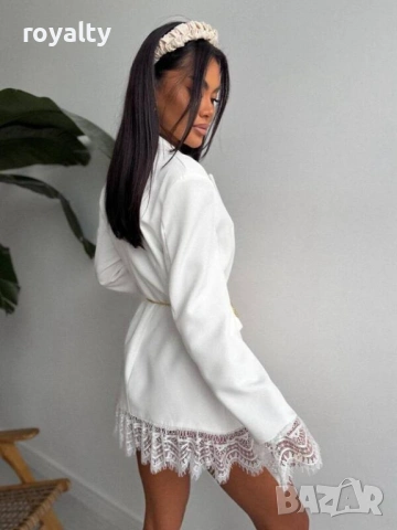 Дамско бяло елегантно сако с дантела, снимка 2 - Сака - 53527733