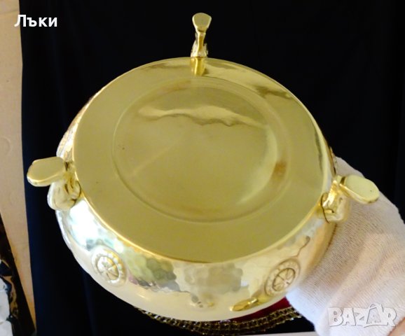 Бронзов съд с капак и лъвски лапи,кутия за бижута. , снимка 8 - Антикварни и старинни предмети - 40253250