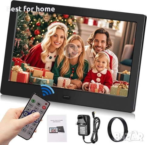 Електронна фоторамка с дистанционно управление, IPS екран, Фото/Музикален/Видео плейър/Календар/