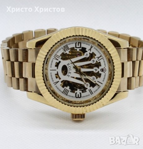 Мъжки луксозен часовник Rolex Crown 👑 Skeleton, снимка 3 - Мъжки - 41554683