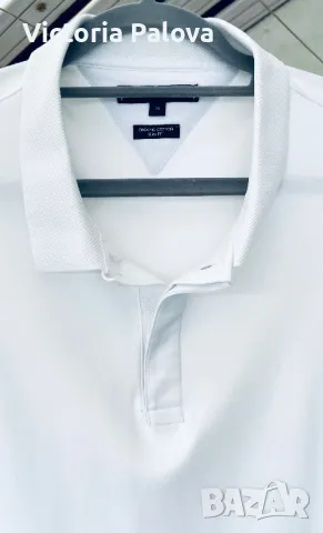 Бяла блуза/тениска поло яка TOMMY HILFIGER органик памук