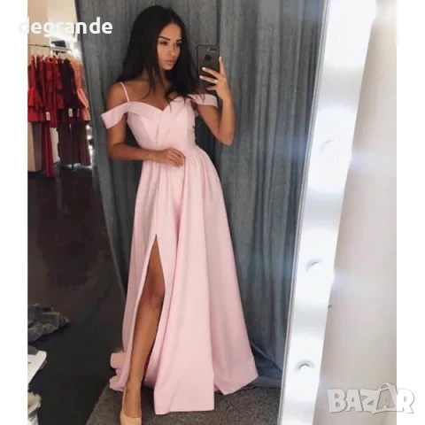 Дълга официална рокля с отворени рамене и цепка, снимка 2 - Рокли - 51426984