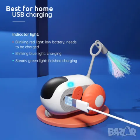 Електрическа играчка за котки Smart Interactive Chase Car Smart Sensing, снимка 6 - За котки - 49140362