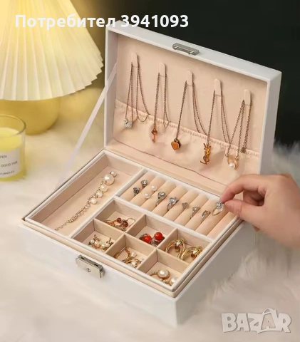 Кутия за бижута Голяма с много отделения Бяла, снимка 2 - Други - 53454403