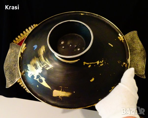 Висока бронзова фруктиера Израел 38 см.,720 гр. , снимка 7 - Антикварни и старинни предмети - 33932216