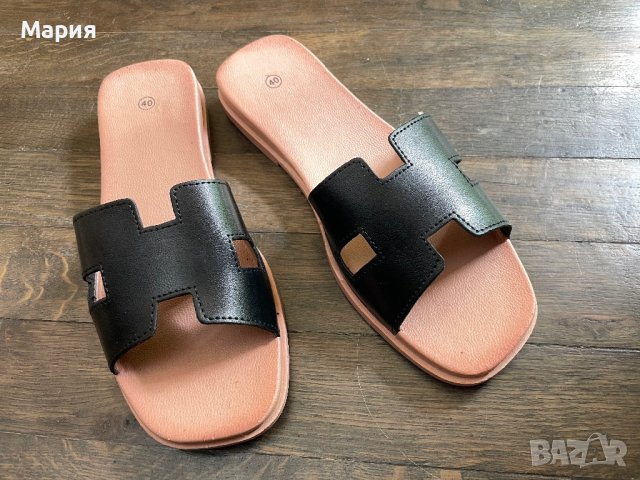 Дамски чехли HERMES черни, снимка 1