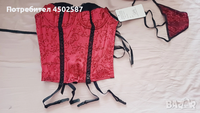 Комплект червен корсет със жартиери и прашки, снимка 15 - Корсети, бюстиета, топове - 51884806