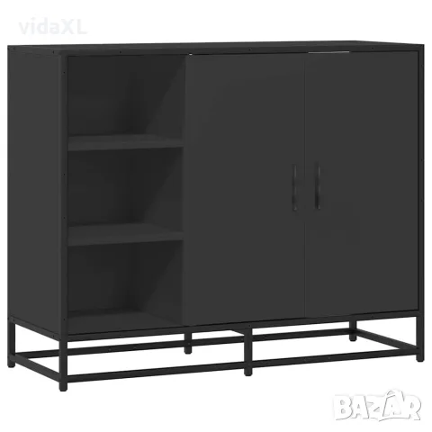 vidaXL Сайдборд, черен, 92x35x76 см, инженерно дърво, снимка 1 - Бюфети - 56148239