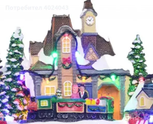 Празнична коледна сцена с LED осветление – Ръчно изработена декорация, снимка 3 - Декорация за дома - 47557559