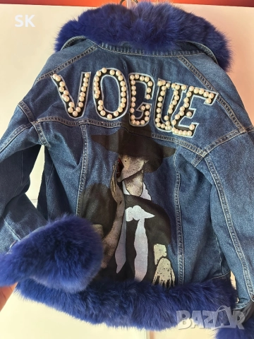 Дънково яке с естествен пух и сваляща се подплата, снимка 3 - Якета - 52453416