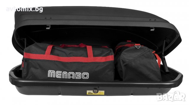 Автобокс багажник Menabo Mania 320L черен металик, снимка 3 - Аксесоари и консумативи - 40006853