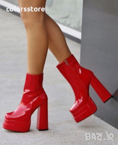 Боти на ток - червен лак - VS21