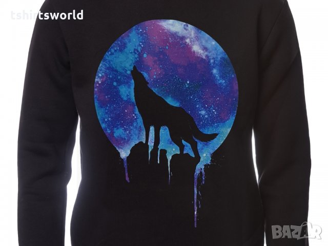 Нов детски суичър с дигитален печат Вълк, Голяма Луна, Серия вълци, снимка 5 - Детски анцузи и суичери - 34523780