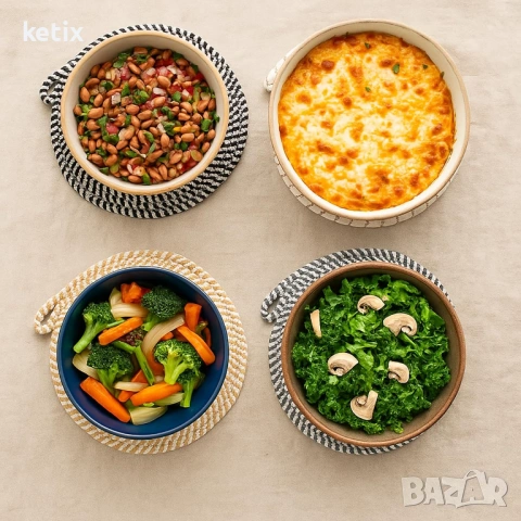 Комплект от 4 памучни подложки,20см, снимка 3 - Аксесоари за кухня - 53031917