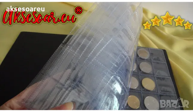 Класьор за 250 монети с 2 размера листи Албум от PU кожа Книга за събиране на жетони значки марки, снимка 11 - Нумизматика и бонистика - 49272278