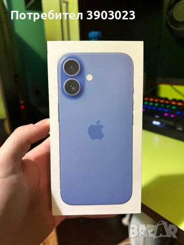 ЧИСТО НОВ iPhone 16 128GB Ultramarine НЕРАЗПЕЧАТАН!