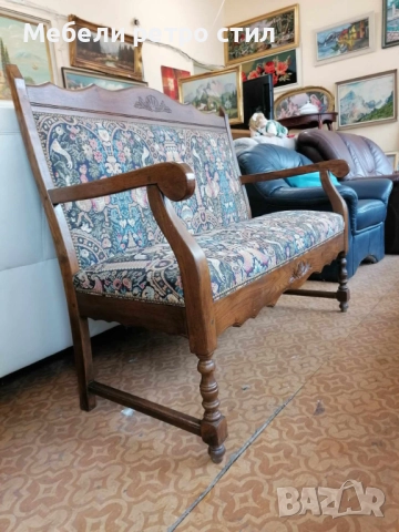 Красиво канапе с   резбовани орнаменти и гобленова тапицерия, което може да внесе уют във всеки дом., снимка 4 - Дивани и мека мебел - 52226114