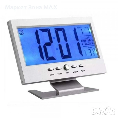 Електронен цифров часовник с акустичен алармен сензор,LED дисплей DS-8090 в Сив цвят , снимка 2 - Други стоки за дома - 53390740