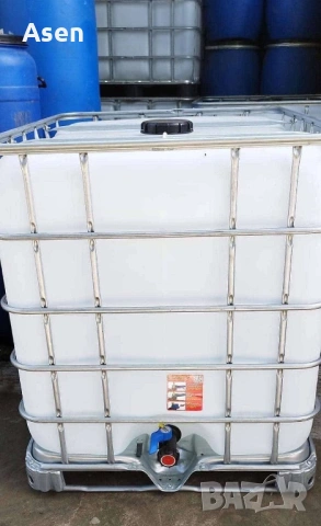IBC бидон 1000л, IBC контейнер, бидон за вода, пластмасов бидон, бидон 1 кубик, резервоар за вода, б, снимка 6 - Други - 53157006