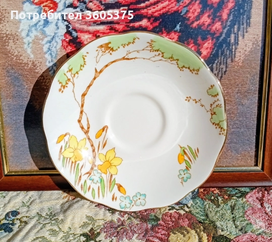 Троен сет за чай, английски костен порцелан , снимка 5 - Антикварни и старинни предмети - 52942333