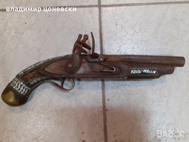 Красив автентичен кремъчен пистолет от 19 век,пищов,оръжие