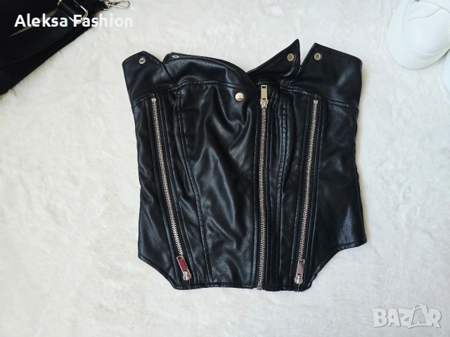 Дамски кожен корсет бюстие топ, снимка 3 - Корсети, бюстиета, топове - 51134047