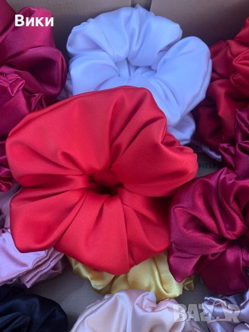 Скрънчета Скрънче Скрънчи за коса ластици за коса сатен, снимка 16 - Аксесоари за коса - 32639504