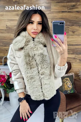 Дамско яке шушляк с пухкава яка