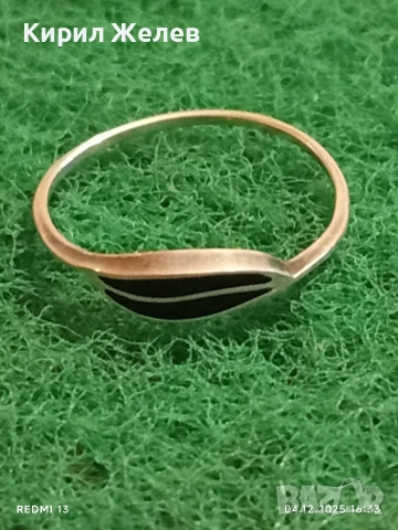 Елегантен нежен сребърен пръстен с черен емайл много красив 52414, снимка 5 - Пръстени - 52652514