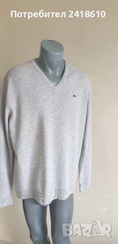 Lacoste Wool Knit V -  Neck Sweater Mens Size 7 -XL / 2XL НОВО! ОРИГИНАЛ! Мъжки Вълнeн Пуловер!, снимка 2 - Пуловери - 52040784