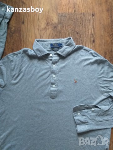 polo ralph lauren grey men's polo long sleeve - страхотна мъжка блуза КАТО НОВА ХЛ, снимка 5 - Блузи - 42515126