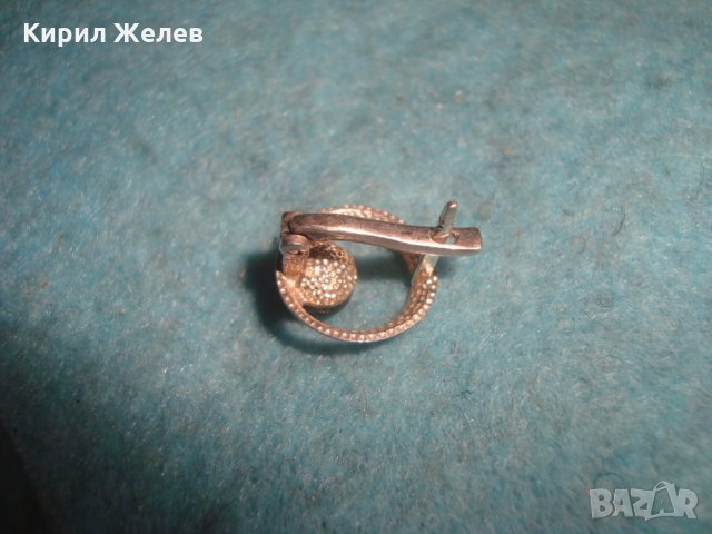 СТАРА ПЕРЛЕНА СРЕБЪРНА АРТ ДЕКО АНГЛИЙСКА ОБЕЦА ОКСИДИРАНО СРЕБРО 925 с НАТУРАЛНА ЧЕРНА ПЕРЛА 25720, снимка 3 - Обеци - 35817405