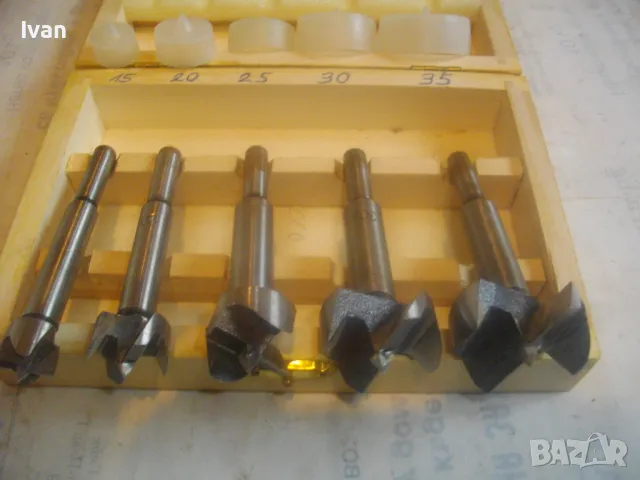 Ф15-Ф35мм НОВ НЕМСКИ КОМПЛЕКТ ГОЛЕМИ ФРЕЗЕРИ ЗА ОБЕРФРЕЗА 5 БРОЯ В ДЪРВЕНА КУТИЯ, снимка 12 - Други инструменти - 49775157