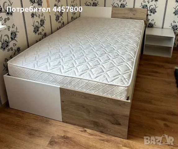 Единично легло с матрак и нощно шкафче чисто ново 