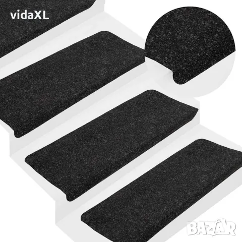vidaXL Самозалепващи стелки за стълби, 15 бр, 65x24,5x3,5 см, антрацит, снимка 2 - Изтривалки - 56147152