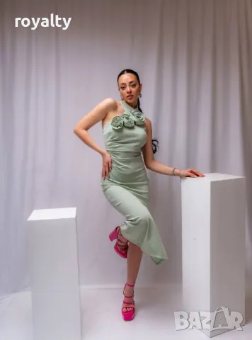 Елегантна зелена дамска рокля 