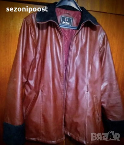 ☔Дамско топло кожено яке за работа с подплата-Л,ХЛ☔