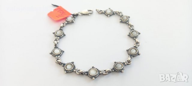 Сребърна гривна със седеф-11.96гр, снимка 2 - Гривни - 33907825