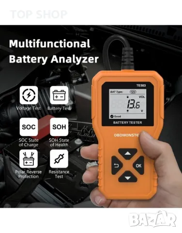 OBDMONSTER TE503 ТЕСТЕР ЗА акомулатори 6V 12V 24V 3 IN 1, снимка 4 - Аксесоари и консумативи - 48748158