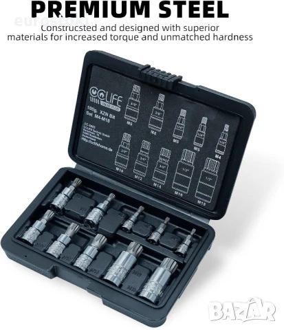 CCLIFE 5603 10 x XZN Torx M4 - M18, S2 Комплект вложки от легирана стомана, снимка 4 - Куфари с инструменти - 51410220